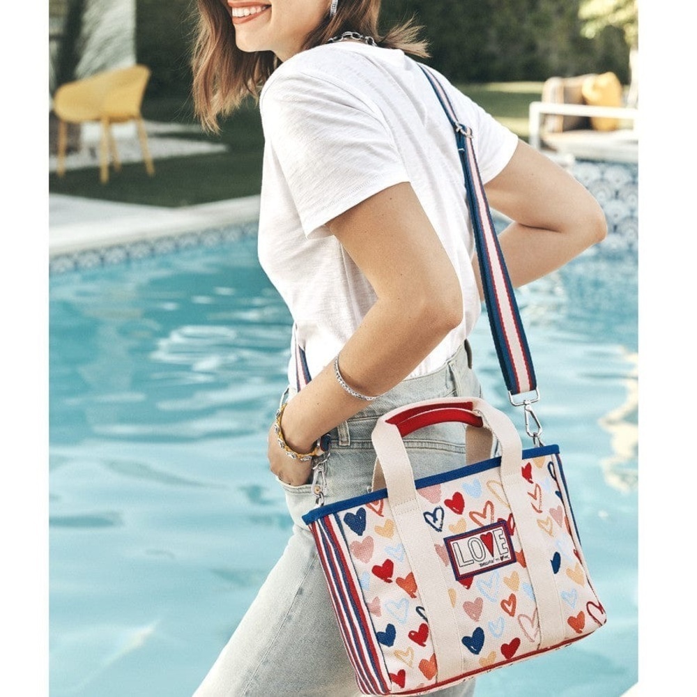 NWT BRIGHTON Red White And You Mini Canvas Tote / Crossbody Bag - Picture 2 of 16